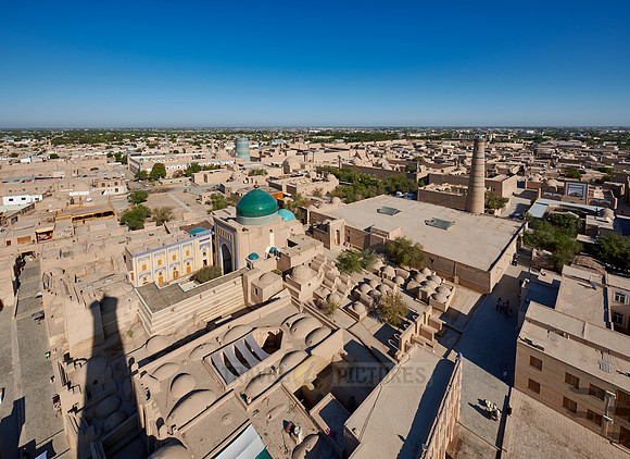 arial view from Minaret of the Islam-Khodja madrassa onto Itchan-Kala