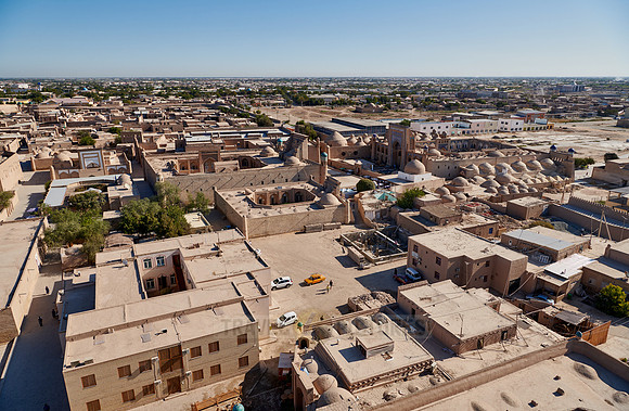 arial view from Minaret of the Islam-Khodja madrassa onto Itchan-Kala