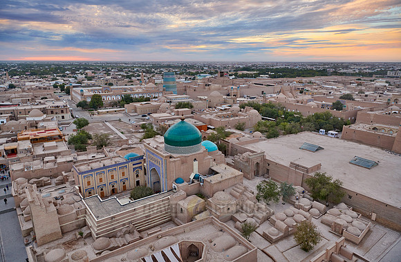 arial view from Minaret of the Islam-Khodja madrassa onto Itchan-Kala