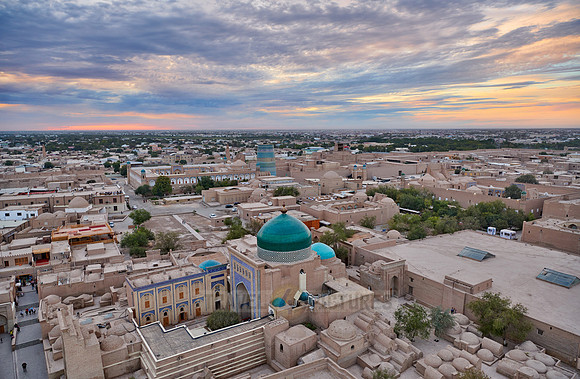 arial view from Minaret of the Islam-Khodja madrassa onto Itchan-Kala