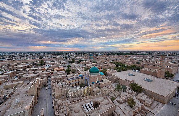 arial view from Minaret of the Islam-Khodja madrassa onto Itchan-Kala