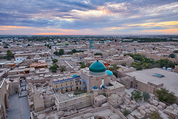 arial view from Minaret of the Islam-Khodja madrassa onto Itchan-Kala
