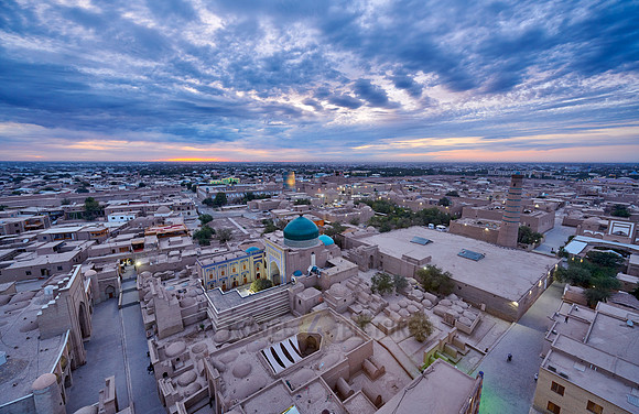 arial view from Minaret of the Islam-Khodja madrassa onto Itchan-Kala