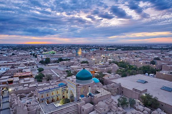 arial view from Minaret of the Islam-Khodja madrassa onto Itchan-Kala