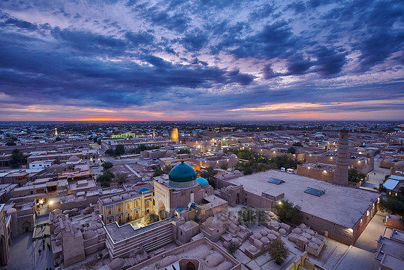 arial view from Minaret of the Islam-Khodja madrassa onto Itchan-Kala