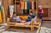 Manufacture of silk carpets in carpet weaving, Itchan-Kala