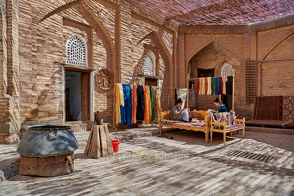 Manufacture of silk carpets in carpet weaving, Itchan-Kala