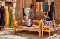 Manufacture of silk carpets in carpet weaving, Itchan-Kala