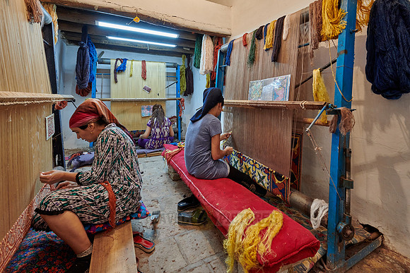 Manufacture of silk carpets in carpet weaving, Itchan-Kala