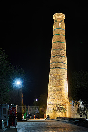 night shot minaret of Djuma Mosque, Itchan-Kala