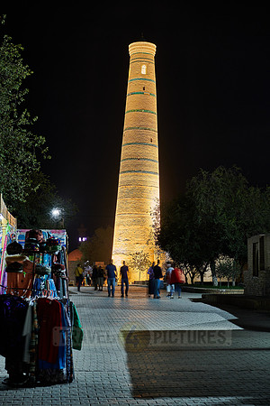 night shot minaret of Djuma Mosque, Itchan-Kala