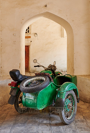 old motorcycle in Madari Khan Madrassah, Bukhara