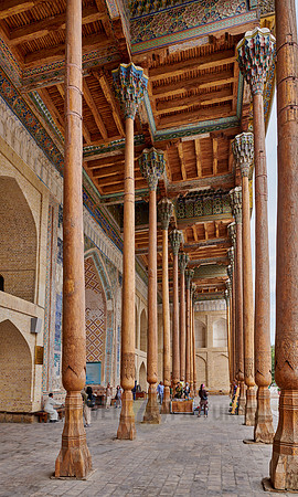 Columns of Bolo Hovuz Mosque or Bolo Hauz mosque