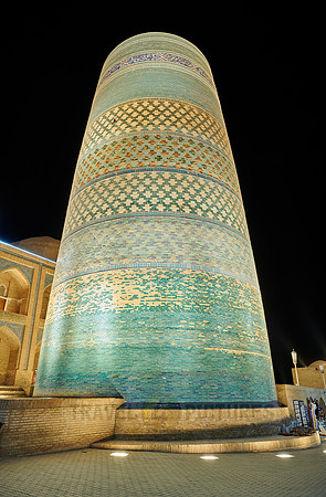 illuminated Kalta Minor Minaret, Itchan-Kala