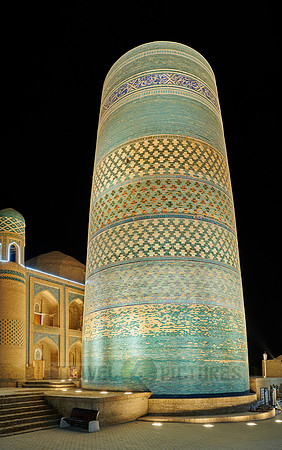 illuminated Kalta Minor Minaret, Itchan-Kala