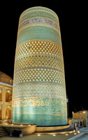 illuminated Kalta Minor Minaret, Itchan-Kala