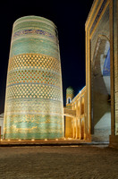 illuminated Kalta Minor Minaret, Itchan-Kala