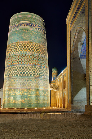 illuminated Kalta Minor Minaret, Itchan-Kala