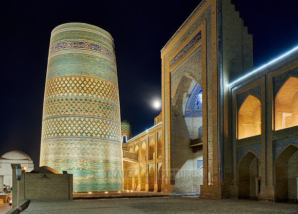 illuminated Kalta Minor Minaret, Itchan-Kala