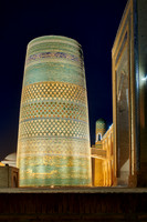 illuminated Kalta Minor Minaret, Itchan-Kala