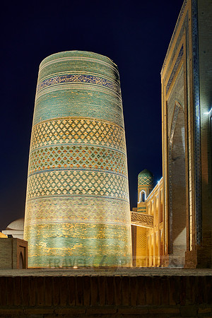 illuminated Kalta Minor Minaret, Itchan-Kala