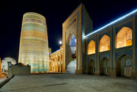 illuminated Kalta Minor Minaret, Itchan-Kala