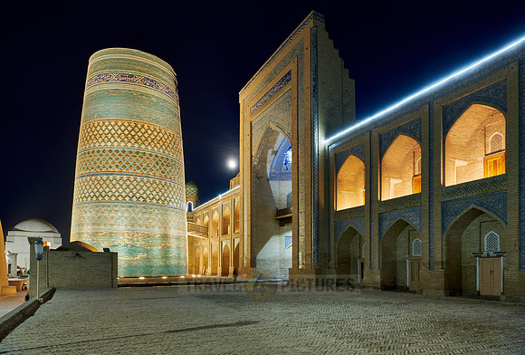illuminated Kalta Minor Minaret, Itchan-Kala