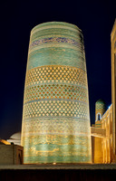 illuminated Kalta Minor Minaret, Itchan-Kala