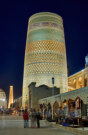 illuminated Kalta Minor Minaret, Itchan-Kala