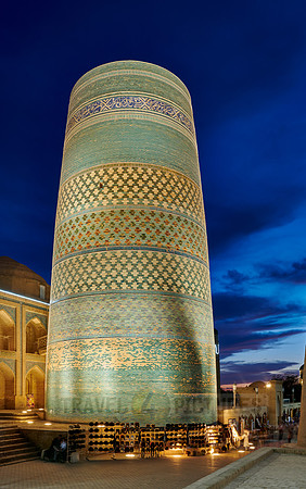 illuminated Kalta Minor Minaret, Itchan-Kala