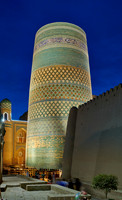 illuminated Kalta Minor Minaret, Itchan-Kala