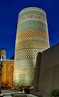 illuminated Kalta Minor Minaret, Itchan-Kala