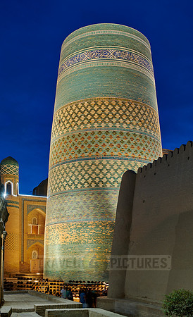 illuminated Kalta Minor Minaret, Itchan-Kala
