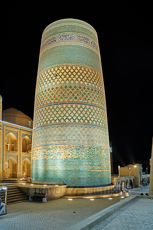 illuminated Kalta Minor Minaret, Itchan-Kala