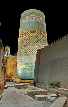 illuminated Kalta Minor Minaret, Itchan-Kala