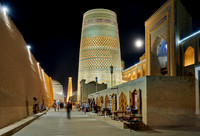 illuminated Kalta Minor Minaret, Itchan-Kala