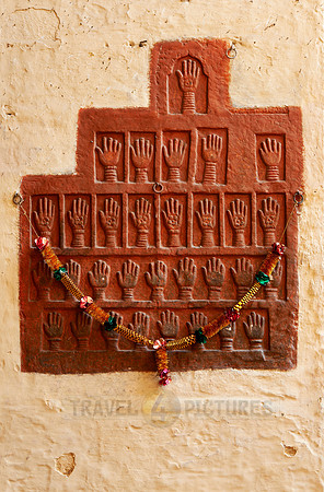 Handprints of women immolated in sati sacrifice