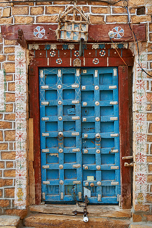 old wooden door of a building in Jaisalmer