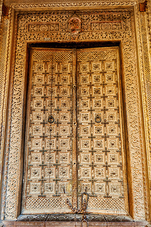 old wooden door of a building in Jaisalmer