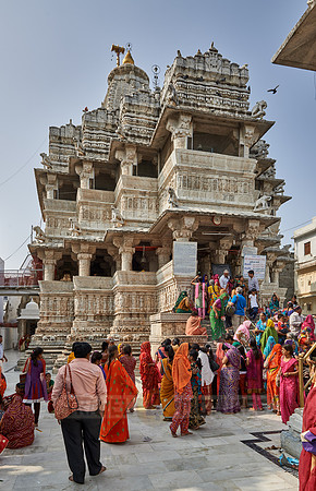 indian women with colorful clothes during ceremony inside Jagdish Temple
