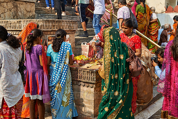 indian women with colorful clothes during ceremony inside Jagdish Temple