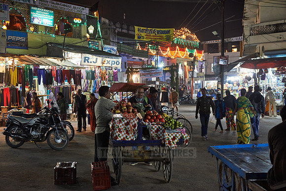 night shot of street life in Pushkar