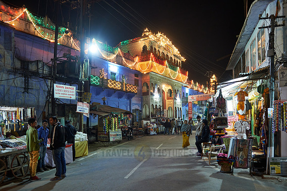 night shot of street life in Pushkar