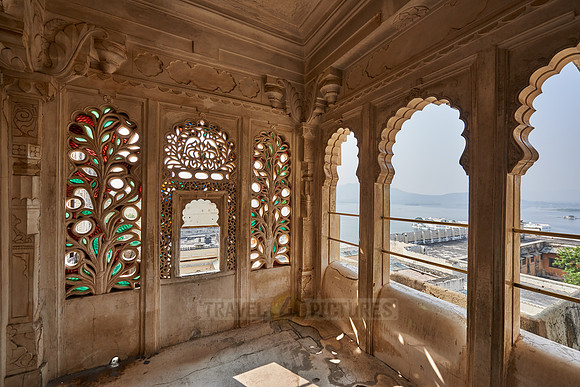 balcony in City Palace of Udaipur