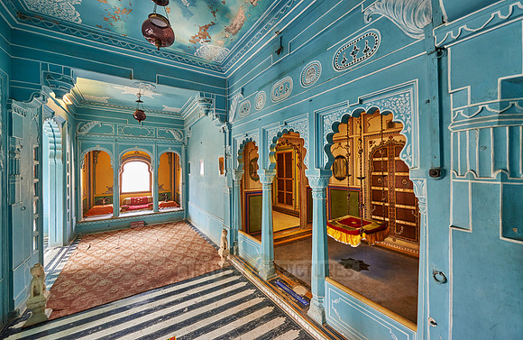 blue room, interior shot of City Palace of Udaipur
