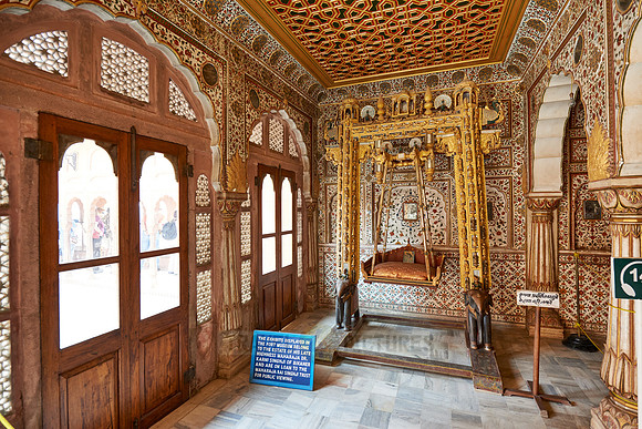 the Jhoola (swing) inside Phool Mahal or Flower Palace