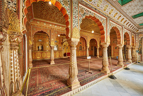 Karan Mahal, public audience hall, emperor throne, Exquisite glass inlay work