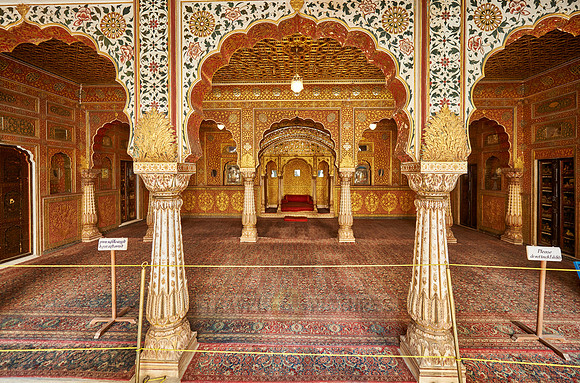 Karan Mahal, public audience hall, emperor throne, Exquisite glass inlay work