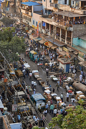 areal view on Old Dehli spice market