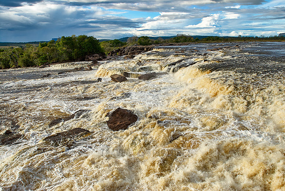 waterfalls in lagoon of Canaima from above